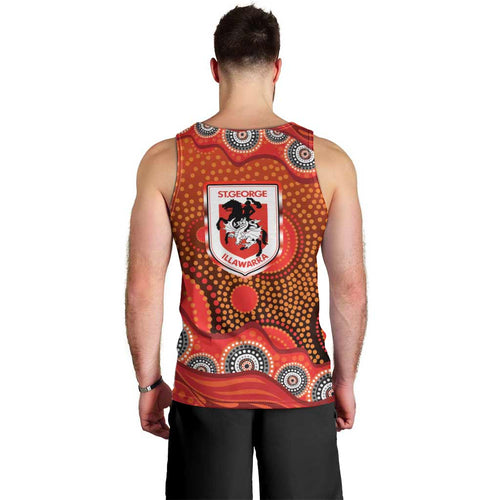 St. George Illawarra Dragons Men Tank Top Aboriginal Dot Pattern - Rugby Mascot Heritage Pride