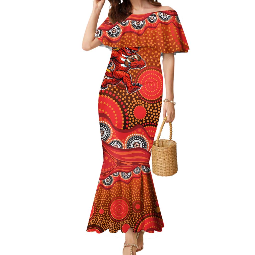 St. George Illawarra Dragons Mermaid Dress Aboriginal Dot Pattern - Rugby Mascot Heritage Pride