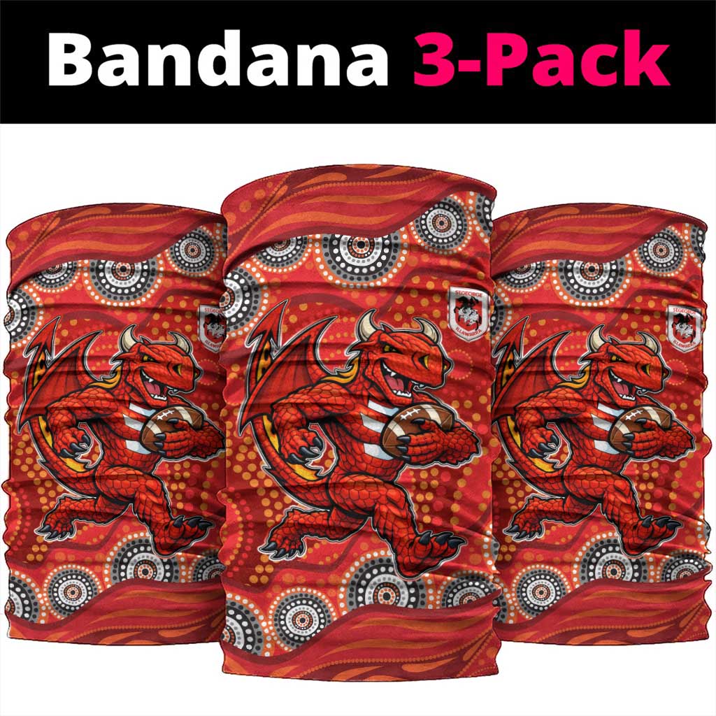 St. George Illawarra Dragons Neck Gaiter Aboriginal Dot Pattern - Rugby Mascot Heritage Pride