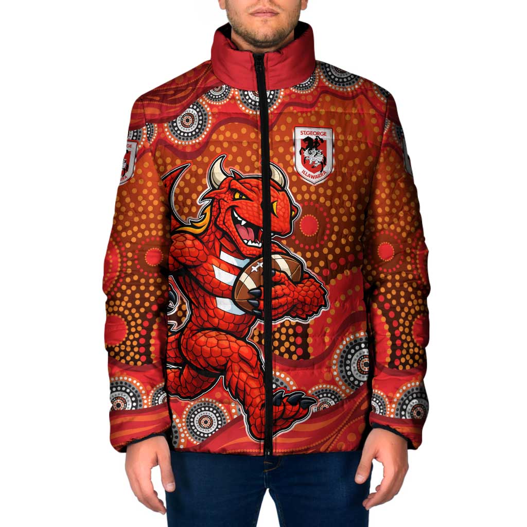 St. George Illawarra Dragons Padded Jacket Aboriginal Dot Pattern - Rugby Mascot Heritage Pride