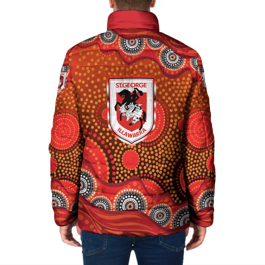 St. George Illawarra Dragons Padded Jacket Aboriginal Dot Pattern - Rugby Mascot Heritage Pride