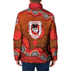 St. George Illawarra Dragons Padded Jacket Aboriginal Dot Pattern - Rugby Mascot Heritage Pride