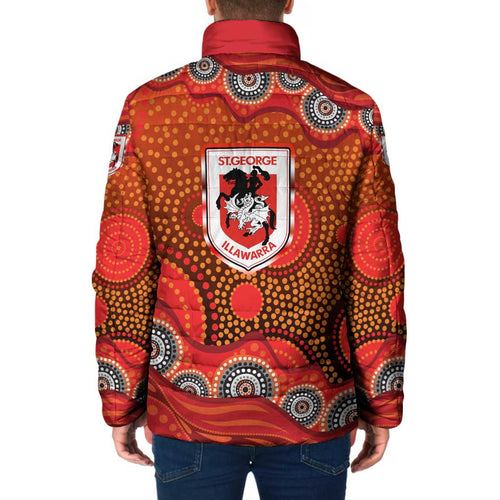 St. George Illawarra Dragons Padded Jacket Aboriginal Dot Pattern - Rugby Mascot Heritage Pride