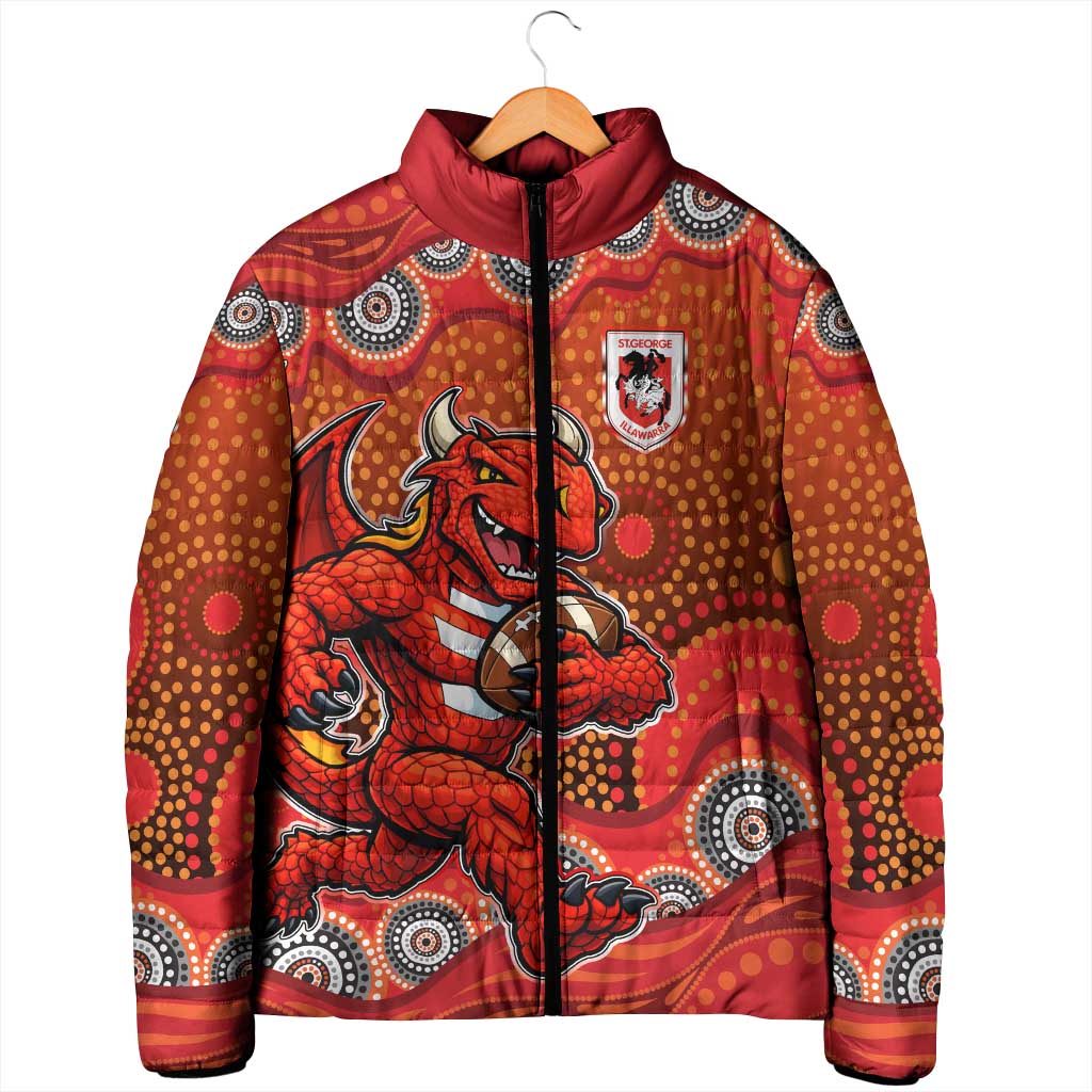 St. George Illawarra Dragons Padded Jacket Aboriginal Dot Pattern - Rugby Mascot Heritage Pride