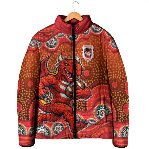 St. George Illawarra Dragons Padded Jacket Aboriginal Dot Pattern - Rugby Mascot Heritage Pride