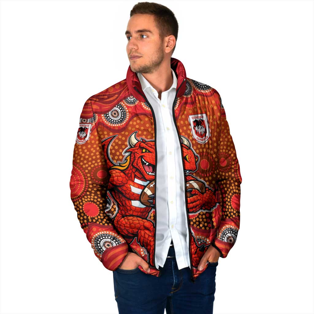 St. George Illawarra Dragons Padded Jacket Aboriginal Dot Pattern - Rugby Mascot Heritage Pride