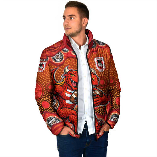 St. George Illawarra Dragons Padded Jacket Aboriginal Dot Pattern - Rugby Mascot Heritage Pride
