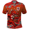 St. George Illawarra Dragons Polo Shirt Aboriginal Dot Pattern - Rugby Mascot Heritage Pride