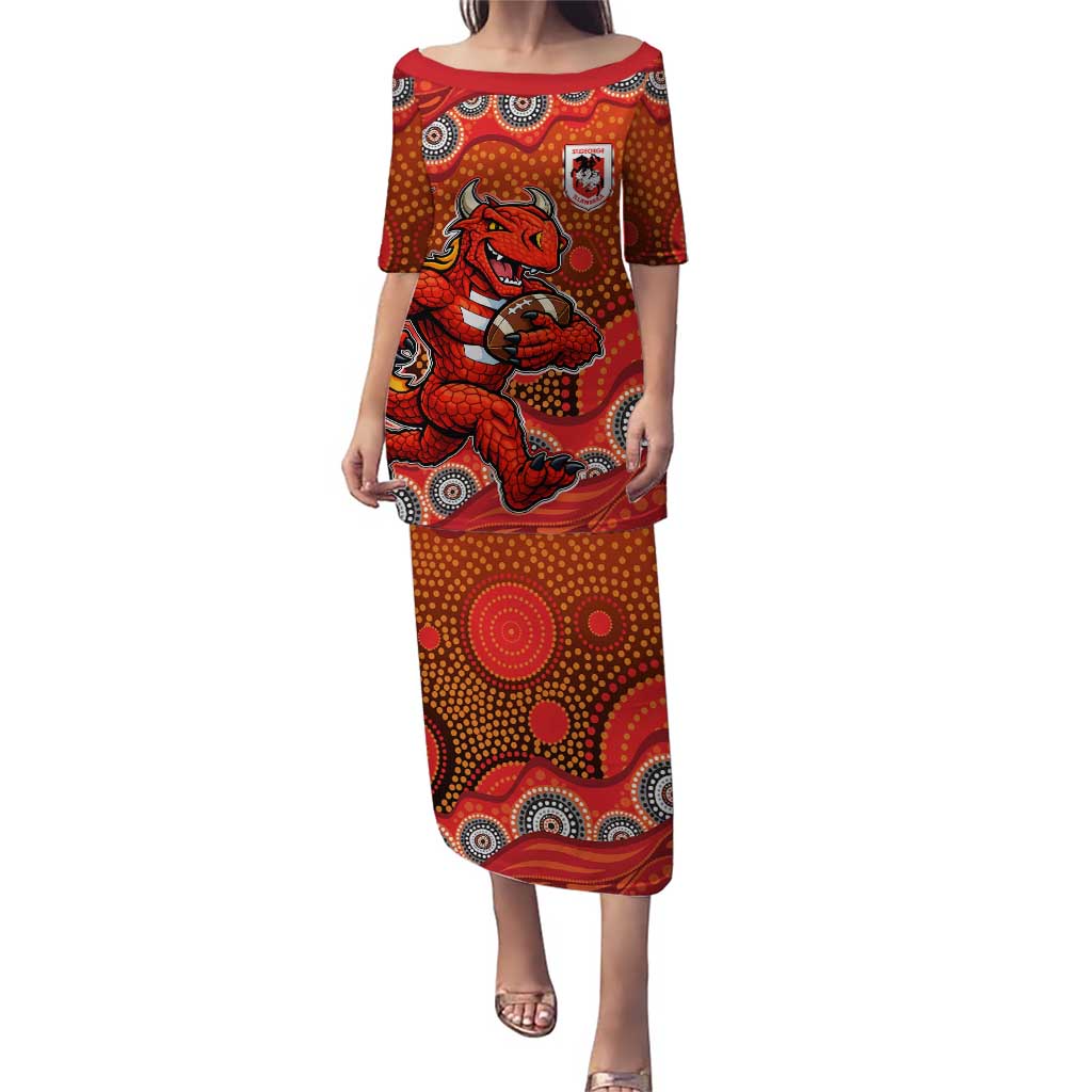 St. George Illawarra Dragons Puletasi Aboriginal Dot Pattern - Rugby Mascot Heritage Pride