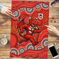 St. George Illawarra Dragons Puzzle Aboriginal Dot Pattern - Rugby Mascot Heritage Pride