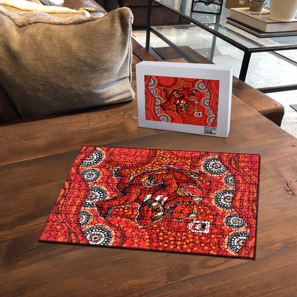 St. George Illawarra Dragons Puzzle Aboriginal Dot Pattern - Rugby Mascot Heritage Pride