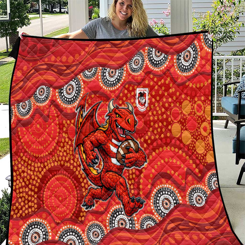 St. George Illawarra Dragons Quilt Aboriginal Dot Pattern - Rugby Mascot Heritage Pride