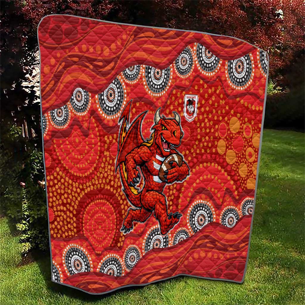 St. George Illawarra Dragons Quilt Aboriginal Dot Pattern - Rugby Mascot Heritage Pride