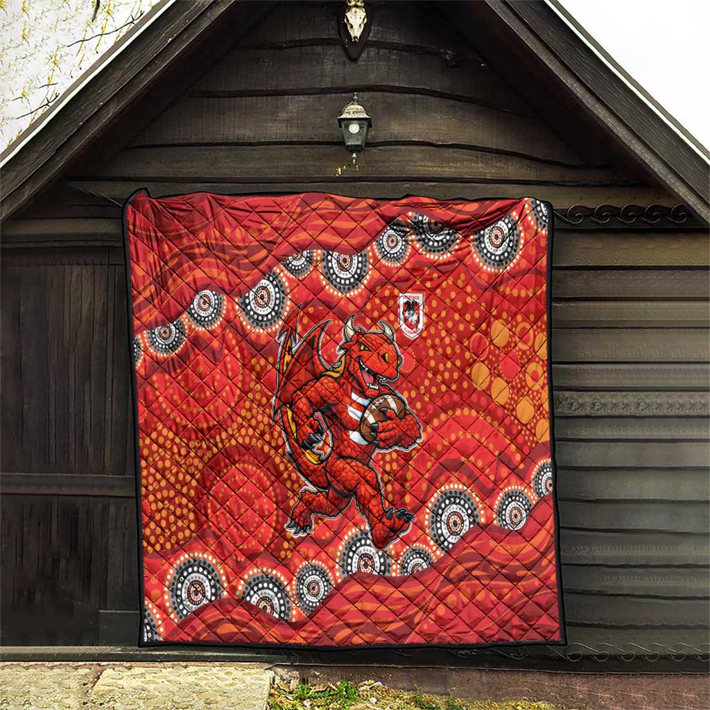 St. George Illawarra Dragons Quilt Aboriginal Dot Pattern - Rugby Mascot Heritage Pride