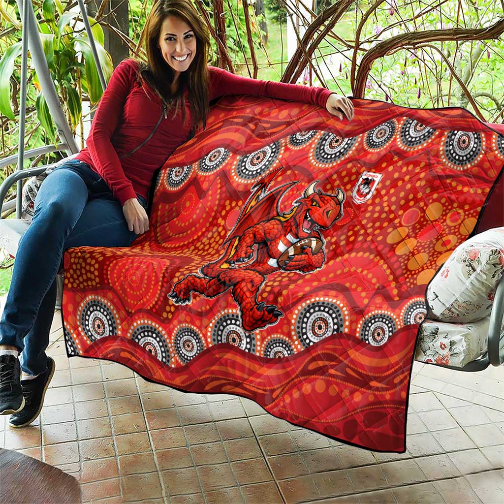 St. George Illawarra Dragons Quilt Aboriginal Dot Pattern - Rugby Mascot Heritage Pride