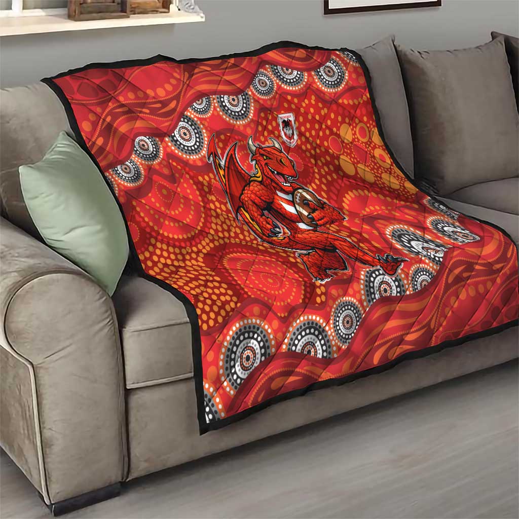St. George Illawarra Dragons Quilt Aboriginal Dot Pattern - Rugby Mascot Heritage Pride