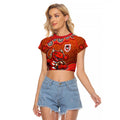 St. George Illawarra Dragons Raglan Cropped T Shirt Aboriginal Dot Pattern - Rugby Mascot Heritage Pride