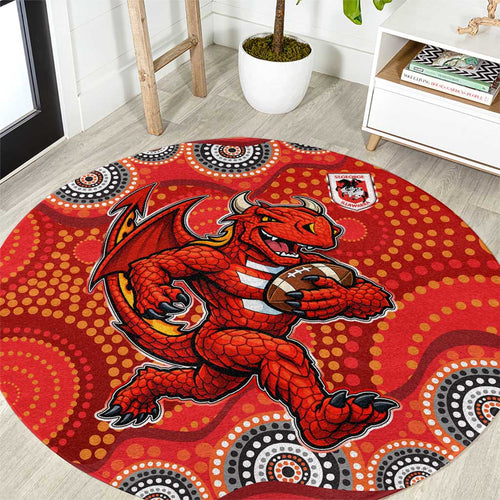 St. George Illawarra Dragons Round Carpet Aboriginal Dot Pattern - Rugby Mascot Heritage Pride