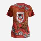 St. George Illawarra Dragons Scrub Top Aboriginal Dot Pattern - Rugby Mascot Heritage Pride