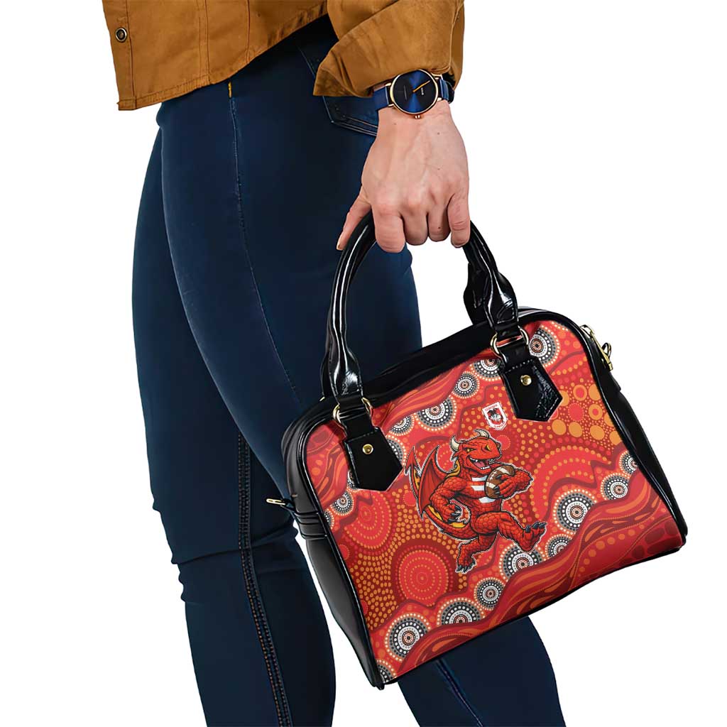 St. George Illawarra Dragons Shoulder Handbag Aboriginal Dot Pattern - Rugby Mascot Heritage Pride