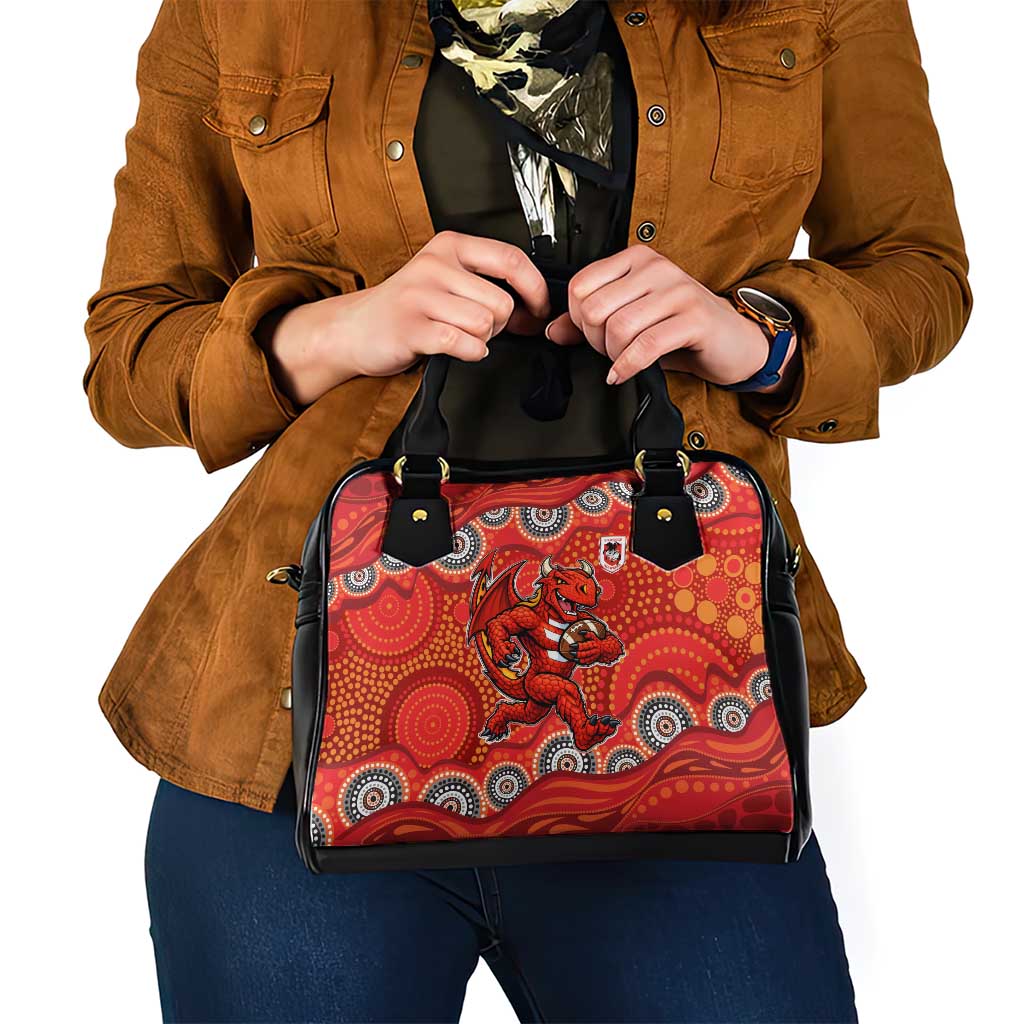 St. George Illawarra Dragons Shoulder Handbag Aboriginal Dot Pattern - Rugby Mascot Heritage Pride