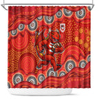 St. George Illawarra Dragons Shower Curtain Aboriginal Dot Pattern - Rugby Mascot Heritage Pride