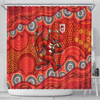 St. George Illawarra Dragons Shower Curtain Aboriginal Dot Pattern - Rugby Mascot Heritage Pride