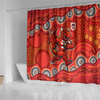 St. George Illawarra Dragons Shower Curtain Aboriginal Dot Pattern - Rugby Mascot Heritage Pride