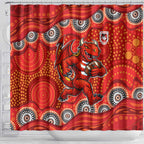 St. George Illawarra Dragons Shower Curtain Aboriginal Dot Pattern - Rugby Mascot Heritage Pride