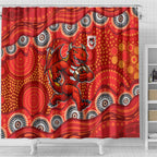 St. George Illawarra Dragons Shower Curtain Aboriginal Dot Pattern - Rugby Mascot Heritage Pride