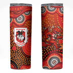 St. George Illawarra Dragons Skinny Tumbler Aboriginal Dot Pattern - Rugby Mascot Heritage Pride