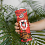 St. George Illawarra Dragons Skinny Tumbler Aboriginal Dot Pattern - Rugby Mascot Heritage Pride