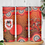 St. George Illawarra Dragons Skinny Tumbler Aboriginal Dot Pattern - Rugby Mascot Heritage Pride