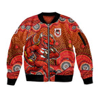 St. George Illawarra Dragons Sleeve Zip Bomber Jacket Aboriginal Dot Pattern - Rugby Mascot Heritage Pride