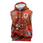 St. George Illawarra Dragons Sleeveless Hoodie Aboriginal Dot Pattern - Rugby Mascot Heritage Pride