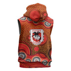 St. George Illawarra Dragons Sleeveless Hoodie Aboriginal Dot Pattern - Rugby Mascot Heritage Pride