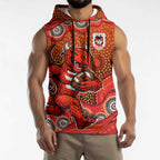 St. George Illawarra Dragons Sleeveless Hoodie Aboriginal Dot Pattern - Rugby Mascot Heritage Pride