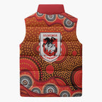 St. George Illawarra Dragons Sleeveless Puffer Jacket Aboriginal Dot Pattern - Rugby Mascot Heritage Pride