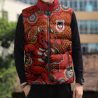 St. George Illawarra Dragons Sleeveless Puffer Jacket Aboriginal Dot Pattern - Rugby Mascot Heritage Pride