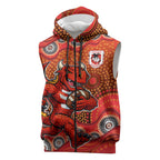 St. George Illawarra Dragons Sleeveless Zip Hoodie Aboriginal Dot Pattern - Rugby Mascot Heritage Pride