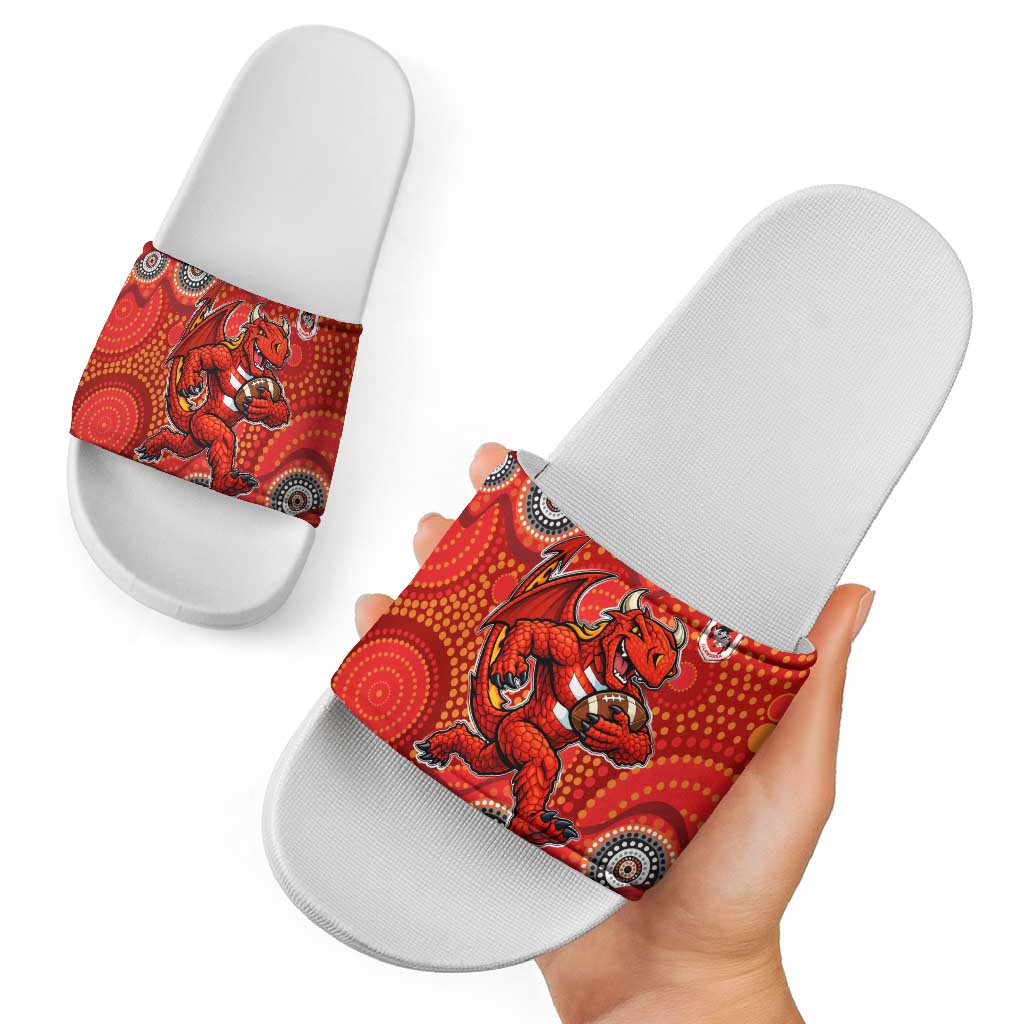 St. George Illawarra Dragons Slide Sandals Aboriginal Dot Pattern - Rugby Mascot Heritage Pride