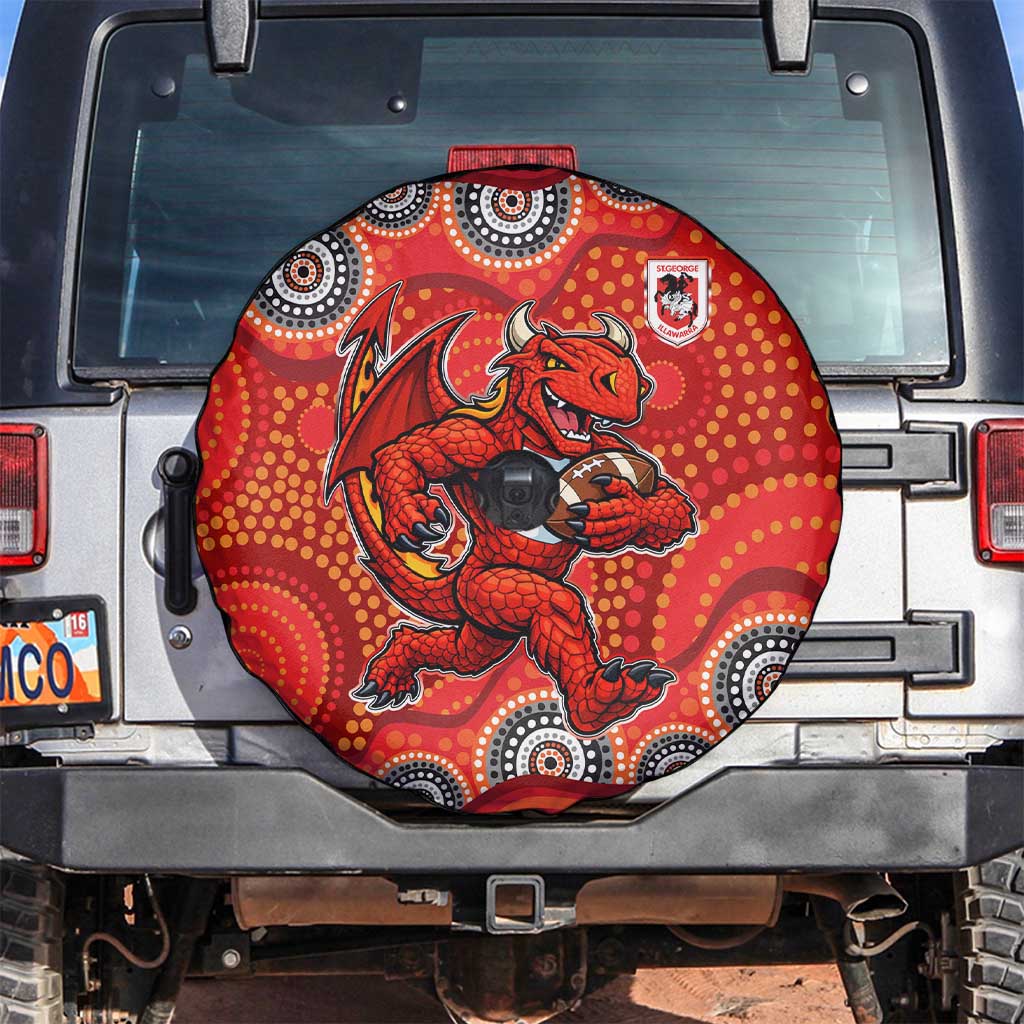St. George Illawarra Dragons Spare Tire Cover Aboriginal Dot Pattern - Rugby Mascot Heritage Pride