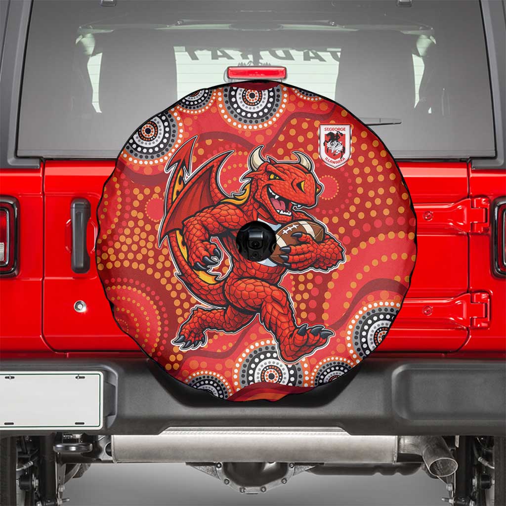 St. George Illawarra Dragons Spare Tire Cover Aboriginal Dot Pattern - Rugby Mascot Heritage Pride