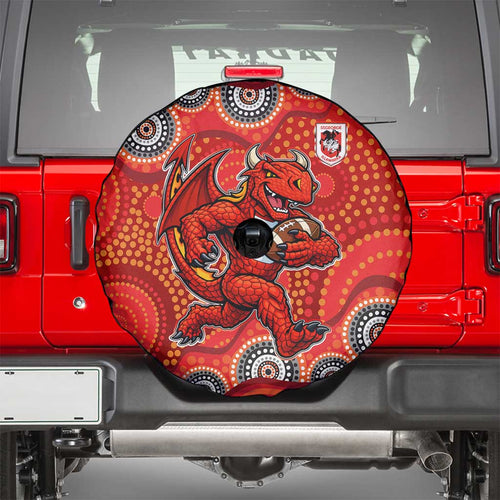 St. George Illawarra Dragons Spare Tire Cover Aboriginal Dot Pattern - Rugby Mascot Heritage Pride