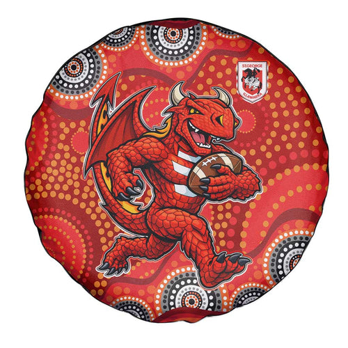 St. George Illawarra Dragons Spare Tire Cover Aboriginal Dot Pattern - Rugby Mascot Heritage Pride