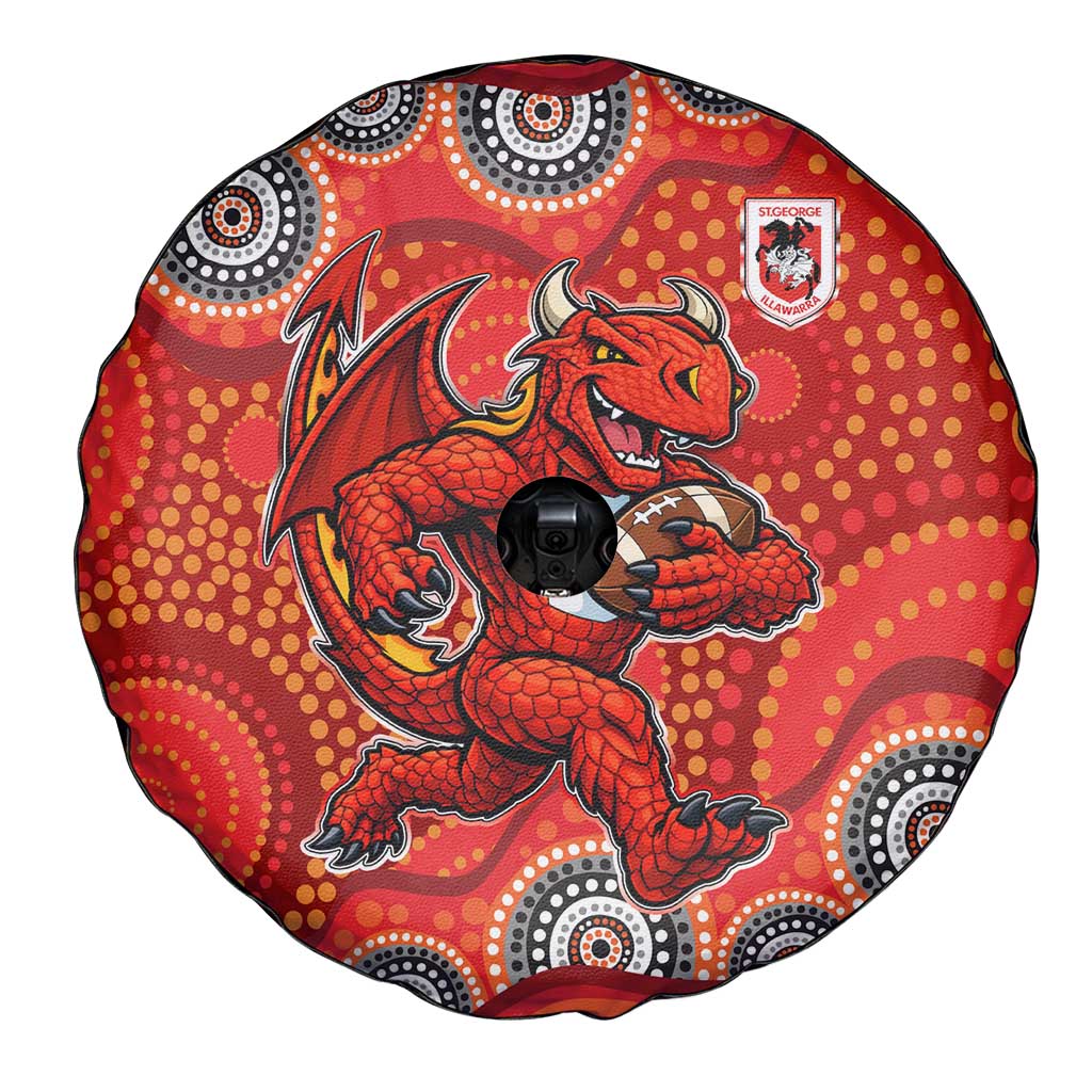 St. George Illawarra Dragons Spare Tire Cover Aboriginal Dot Pattern - Rugby Mascot Heritage Pride