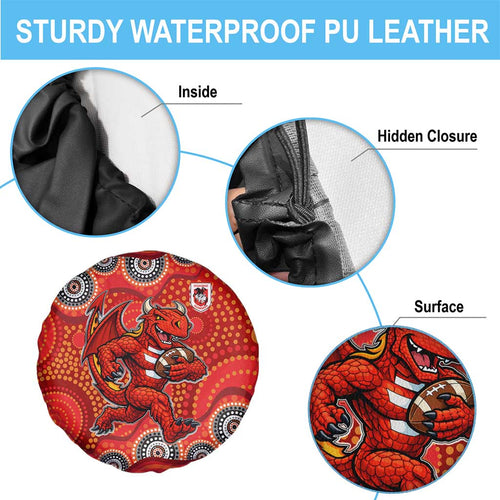 St. George Illawarra Dragons Spare Tire Cover Aboriginal Dot Pattern - Rugby Mascot Heritage Pride