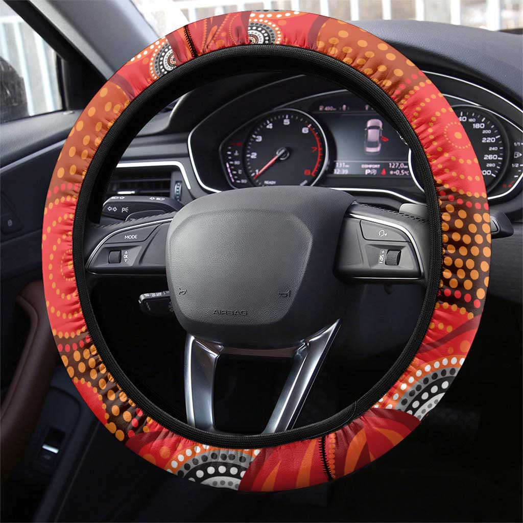 St. George Illawarra Dragons Steering Wheel Cover Aboriginal Dot Pattern - Rugby Mascot Heritage Pride