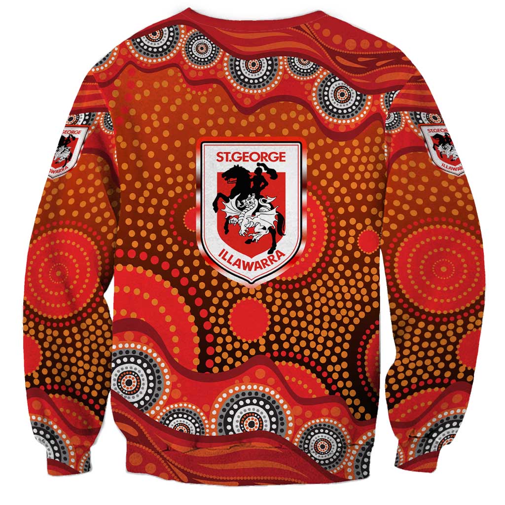 St. George Illawarra Dragons Sweatshirt Aboriginal Dot Pattern - Rugby Mascot Heritage Pride