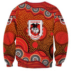 St. George Illawarra Dragons Sweatshirt Aboriginal Dot Pattern - Rugby Mascot Heritage Pride